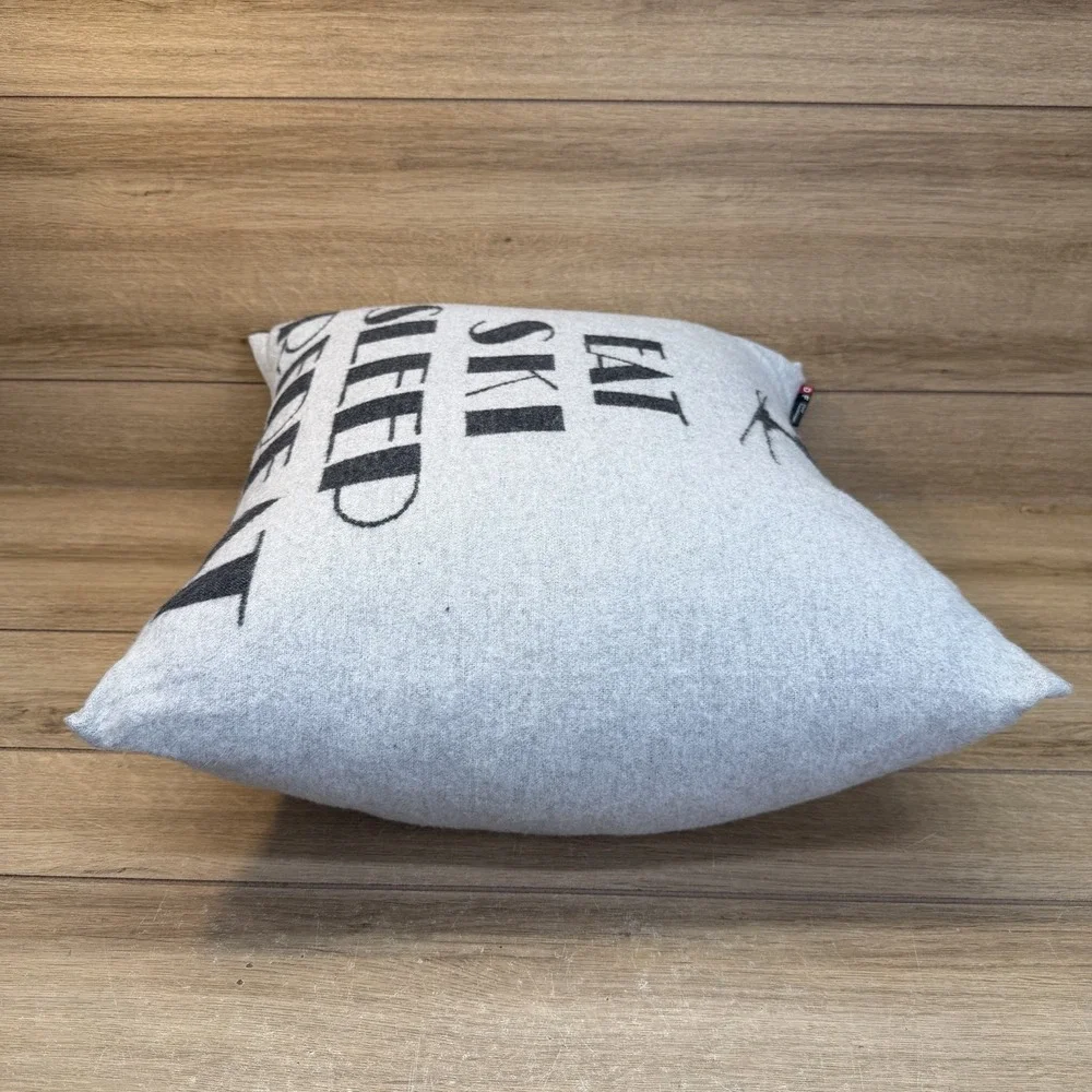 David Fussenegger Gray Soft Pillow Alpine Chalet Eat Sleep Ski Repeat Winter